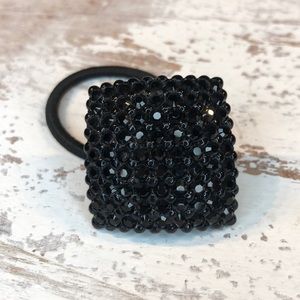 NWT Pave Black Crystal Sparkling Square Hair Pony
